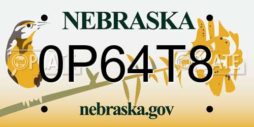 0P64T8 Nebraska License Plate