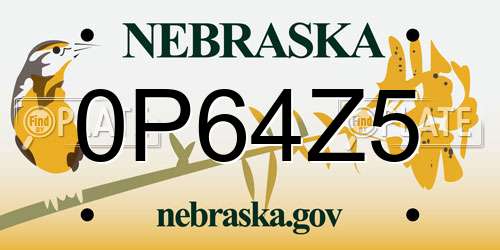 0P64Z5 Nebraska License Plate