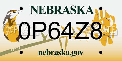 0P64Z8 Nebraska License Plate