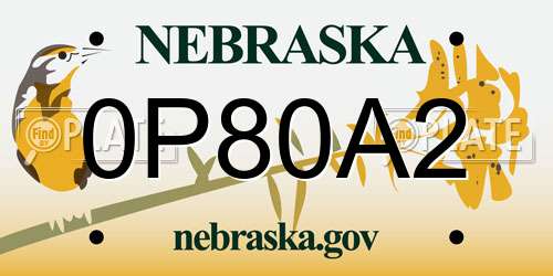 0P80A2 Nebraska License Plate