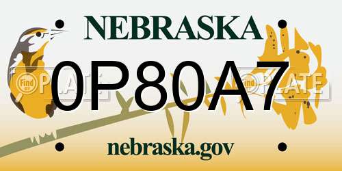 0P80A7 Nebraska License Plate