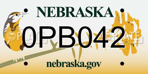 0PB042 Nebraska License Plate