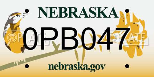 0PB047 Nebraska License Plate
