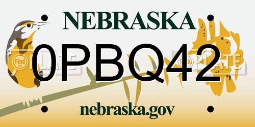 0PBQ42 Nebraska License Plate