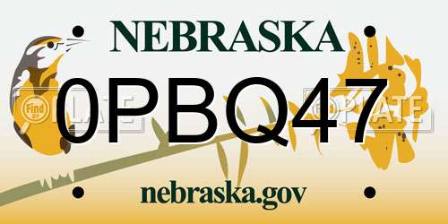0PBQ47 Nebraska License Plate