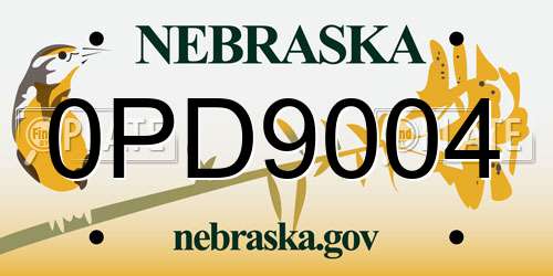 0PD9004 Nebraska License Plate