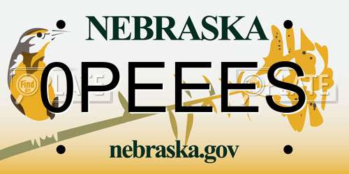 0PEEES Nebraska License Plate