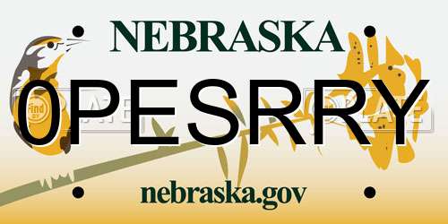 0PESRRY Nebraska License Plate
