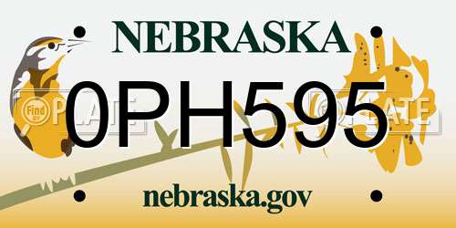 0PH595 Nebraska License Plate