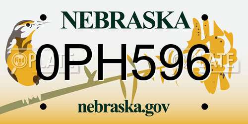 0PH596 Nebraska License Plate