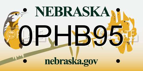 0PHB95 Nebraska License Plate