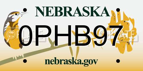 0PHB97 Nebraska License Plate