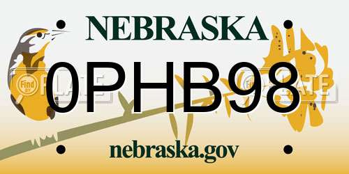 0PHB98 Nebraska License Plate