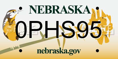 0PHS95 Nebraska License Plate