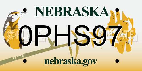 0PHS97 Nebraska License Plate
