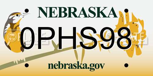 0PHS98 Nebraska License Plate