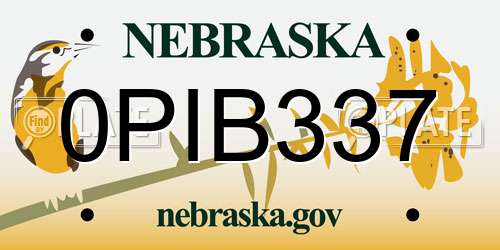 0PIB337 Nebraska License Plate