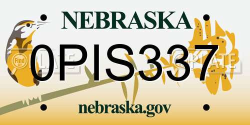 0PIS337 Nebraska License Plate