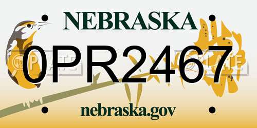 0PR2467 Nebraska License Plate