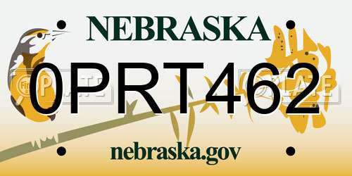 0PRT462 Nebraska License Plate