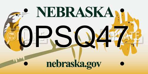 0PSQ47 Nebraska License Plate