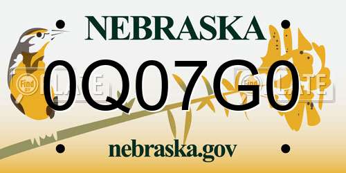 0Q07G0 Nebraska License Plate