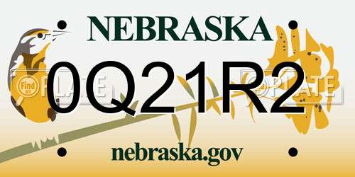 0Q21R2 Nebraska License Plate