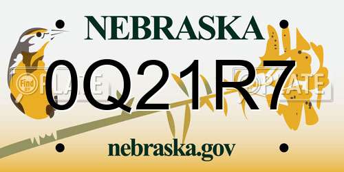 0Q21R7 Nebraska License Plate