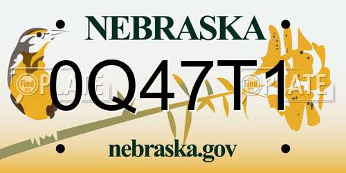 0Q47T1 Nebraska License Plate