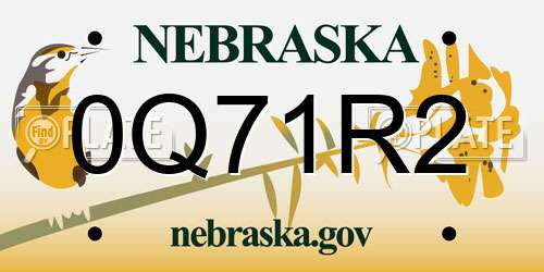 0Q71R2 Nebraska License Plate