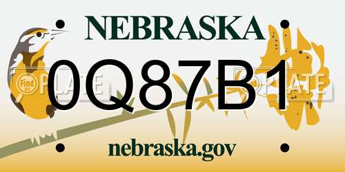 0Q87B1 Nebraska License Plate