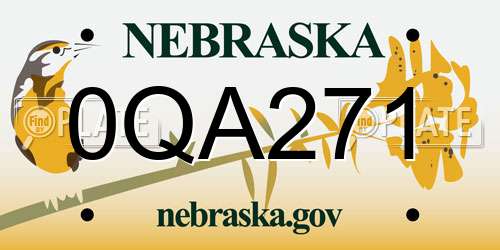 0QA271 Nebraska License Plate