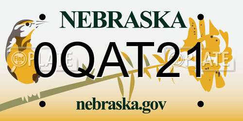 0QAT21 Nebraska License Plate