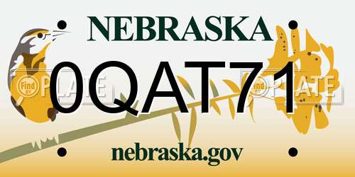 0QAT71 Nebraska License Plate