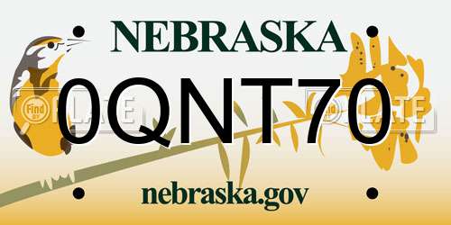 0QNT70 Nebraska License Plate