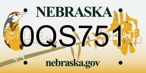 0QS751 Nebraska License Plate
