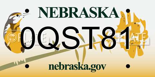 0QST81 Nebraska License Plate