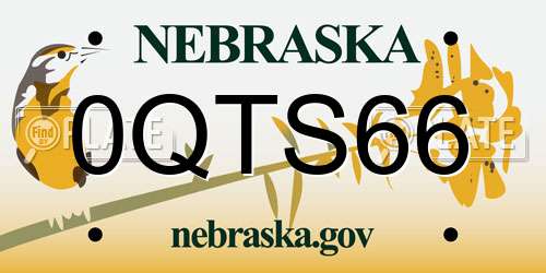 0QTS66 Nebraska License Plate