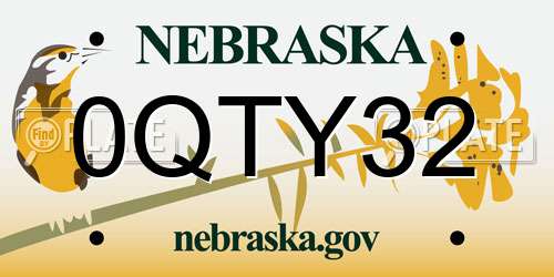 0QTY32 Nebraska License Plate