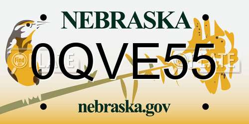 0QVE55 Nebraska License Plate
