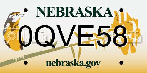 0QVE58 Nebraska License Plate