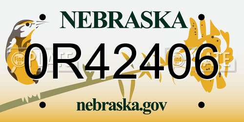 0R42406 Nebraska License Plate