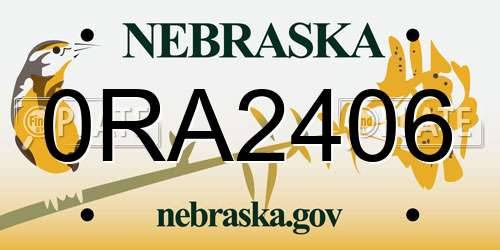 0RA2406 Nebraska License Plate