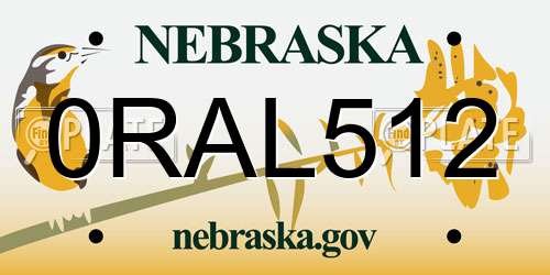 0RAL512 Nebraska License Plate