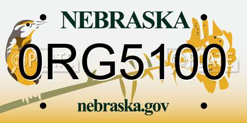 0RG5100 Nebraska License Plate