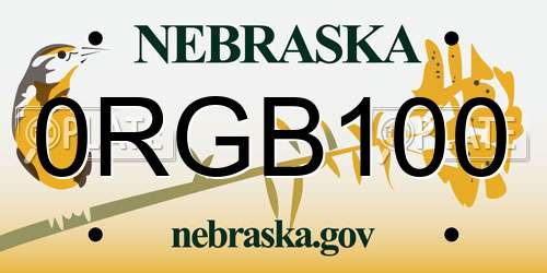 0RGB100 Nebraska License Plate