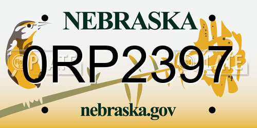 0RP2397 Nebraska License Plate