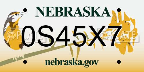 0S45X7 Nebraska License Plate