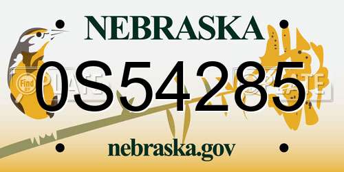 0S54285 Nebraska License Plate