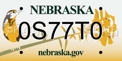 0S77T0 Nebraska License Plate